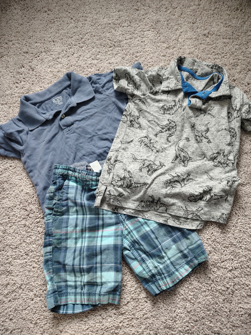 Bundle of 2 Polo Shirts & 1 Pair Blue Plaid Shorts, Summer Staples, Size 5